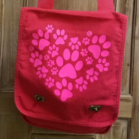 Paw Prints Canvas Messenger Bag - Picture 2 of 3